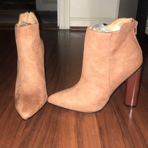 Camel suede booties